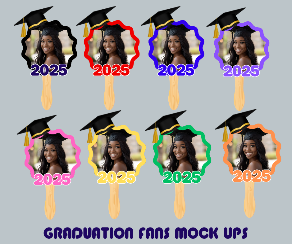 16 pk Graduation Fans Easy Editable Drop and Drag Templates
