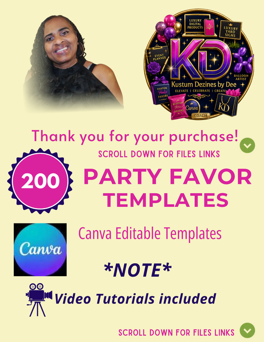 🎉 200+ Editable Canva Party Favor Templates Bundle | Printable Party Favor Templates
