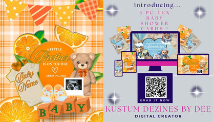 🍼Lux Baby Shower Cards Bundle Editable Templates