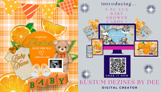 🍼Lux Baby Shower Cards Bundle Editable Templates