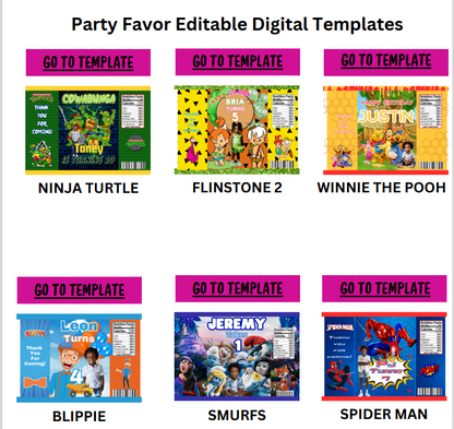 Party Favor Editable Templates, mockups with how to Ebook on crafts