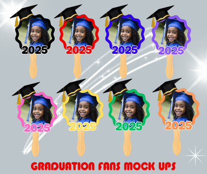 16 pk Graduation Fans Easy Editable Drop and Drag Templates