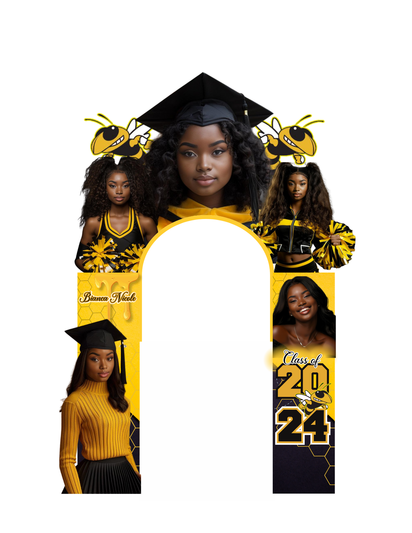 Yellow Graduation Arch 3ft by 6ft Editable Template