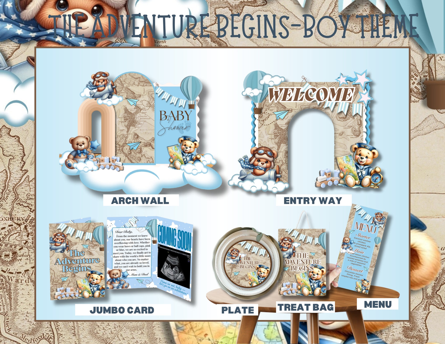 🍼Lux Baby Shower Templates Bundle with 10+ different Themes
