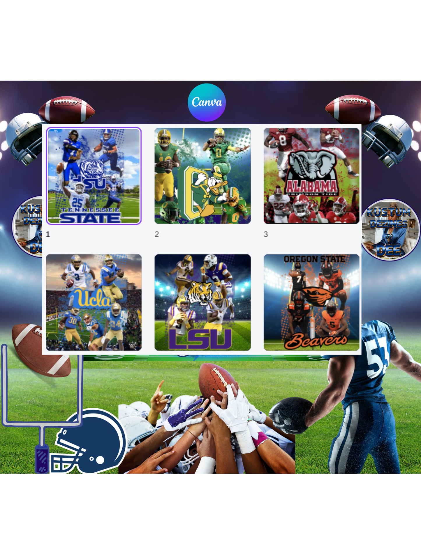 College Football Bundle 10 PNG Editable Templates, Easy done for you