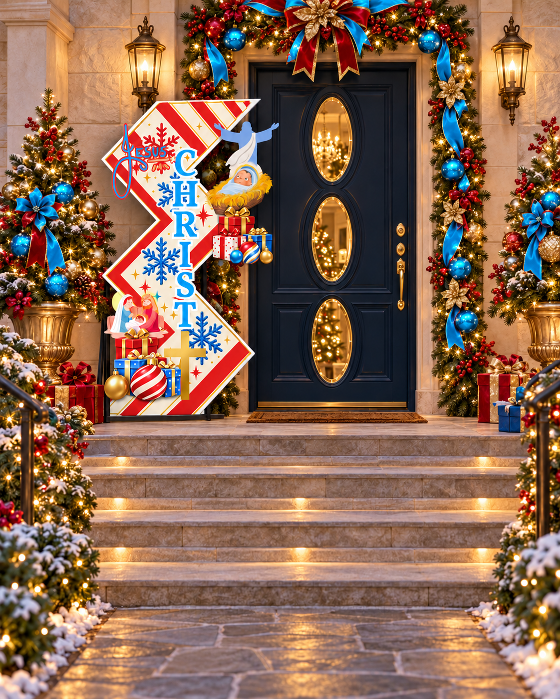 Christ Christmas Porch Sign| Christian Holiday Digital, Editable Template