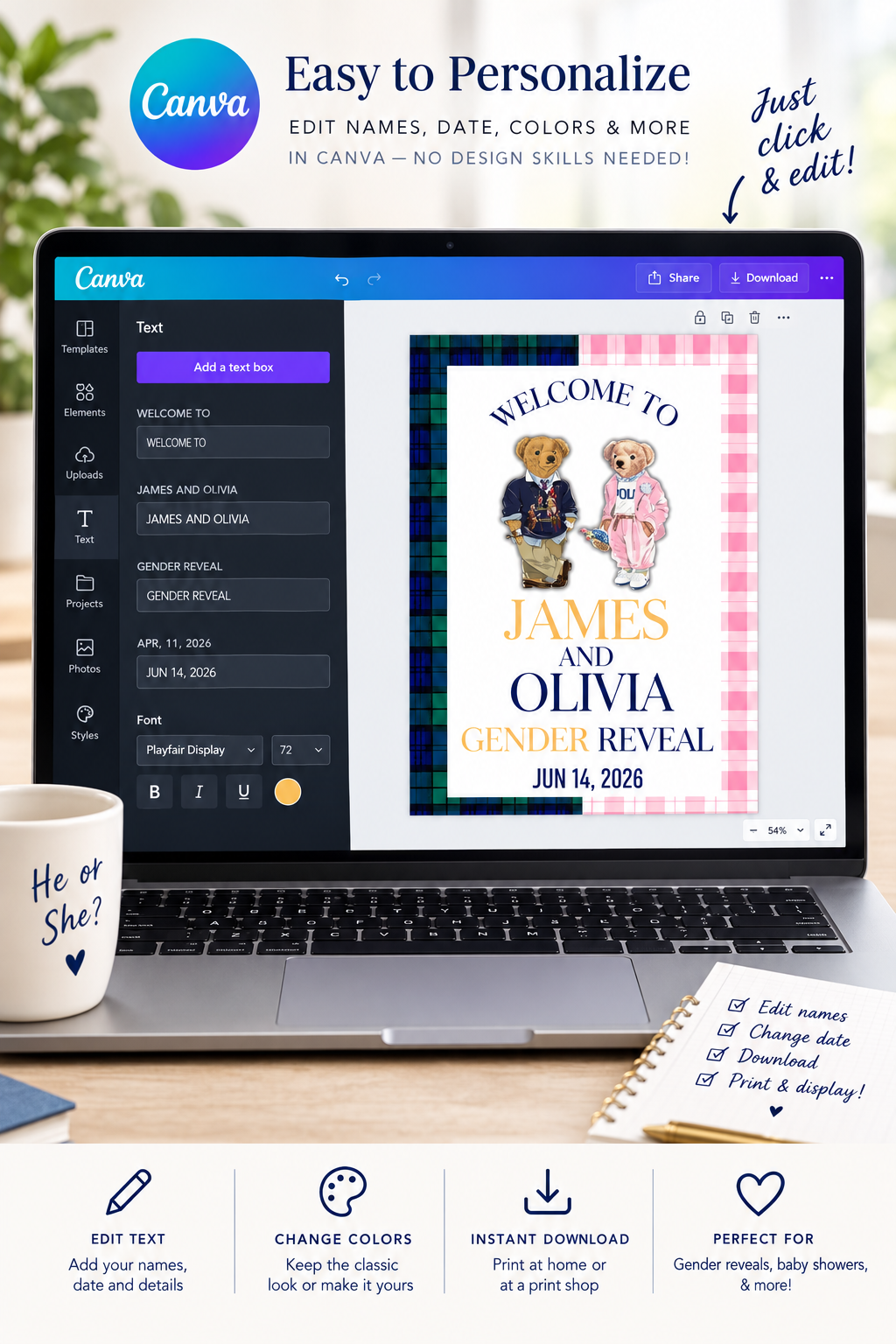 Name customization example on Canva