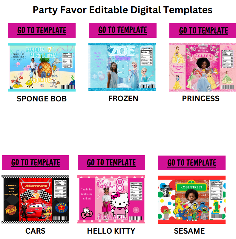 Party Favor Editable Templates, mockups with how to Ebook on crafts